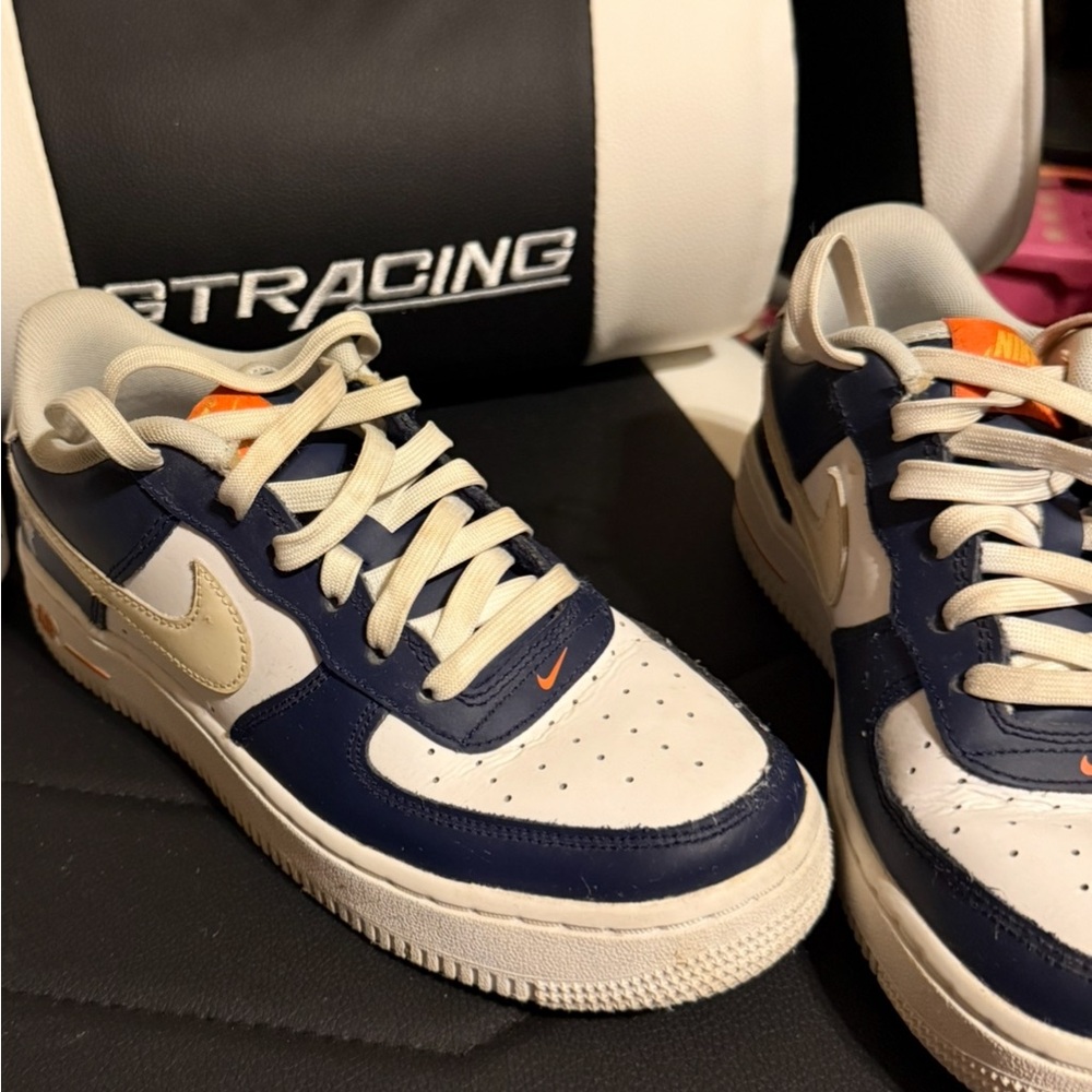 Jordan Kids Sneakers in Navy, White, and Orange